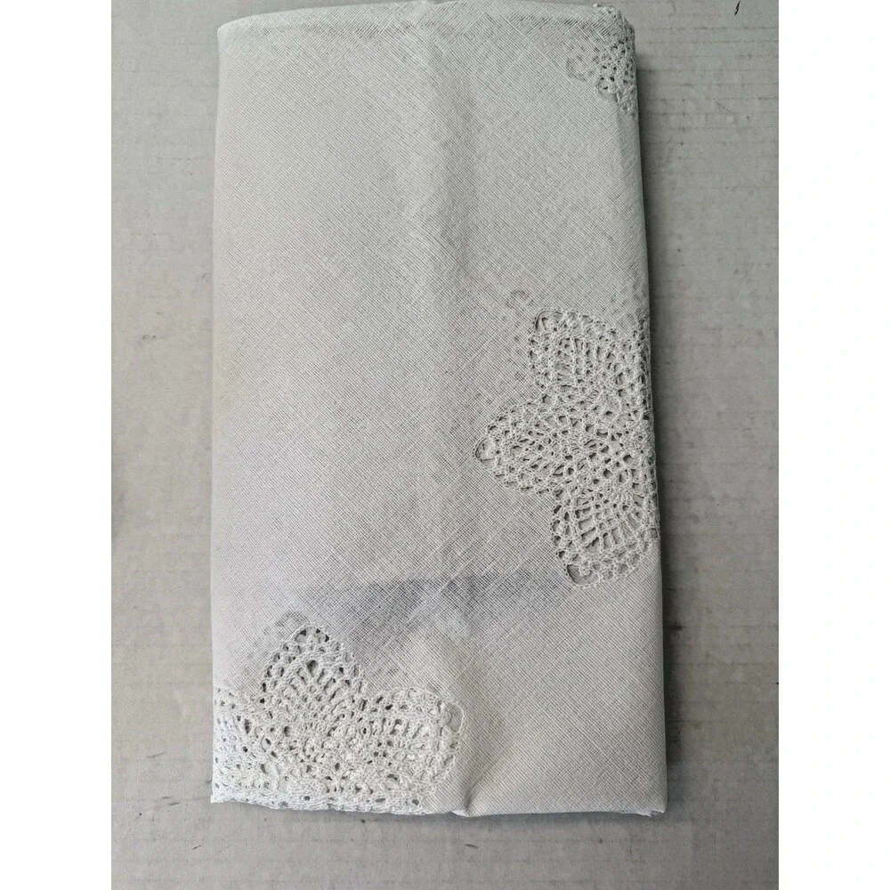 White Crochet~Fine Deluxe VINYL Tablecloth~63